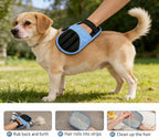 Electrostatic pet fur shedding glove being used on dog coat