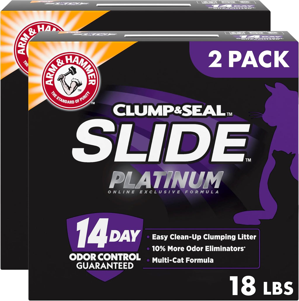 ARM & HAMMER Clump & Seal SLIDE Platinum Multi-Cat Clumping Cat Litter, Easy Clean Technology with No Scrubbing, 14-Day Odor Control, 18 lbs - Image 12
