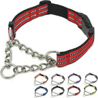Martingale Dog Collars, Reflective Nylon Collar with Stainless Steel Chain, Adjustable Walking Training Dog Collars with Quick Release Buckle, Suitable for Small Medium Large Dogs(Gray,L) - Image 10