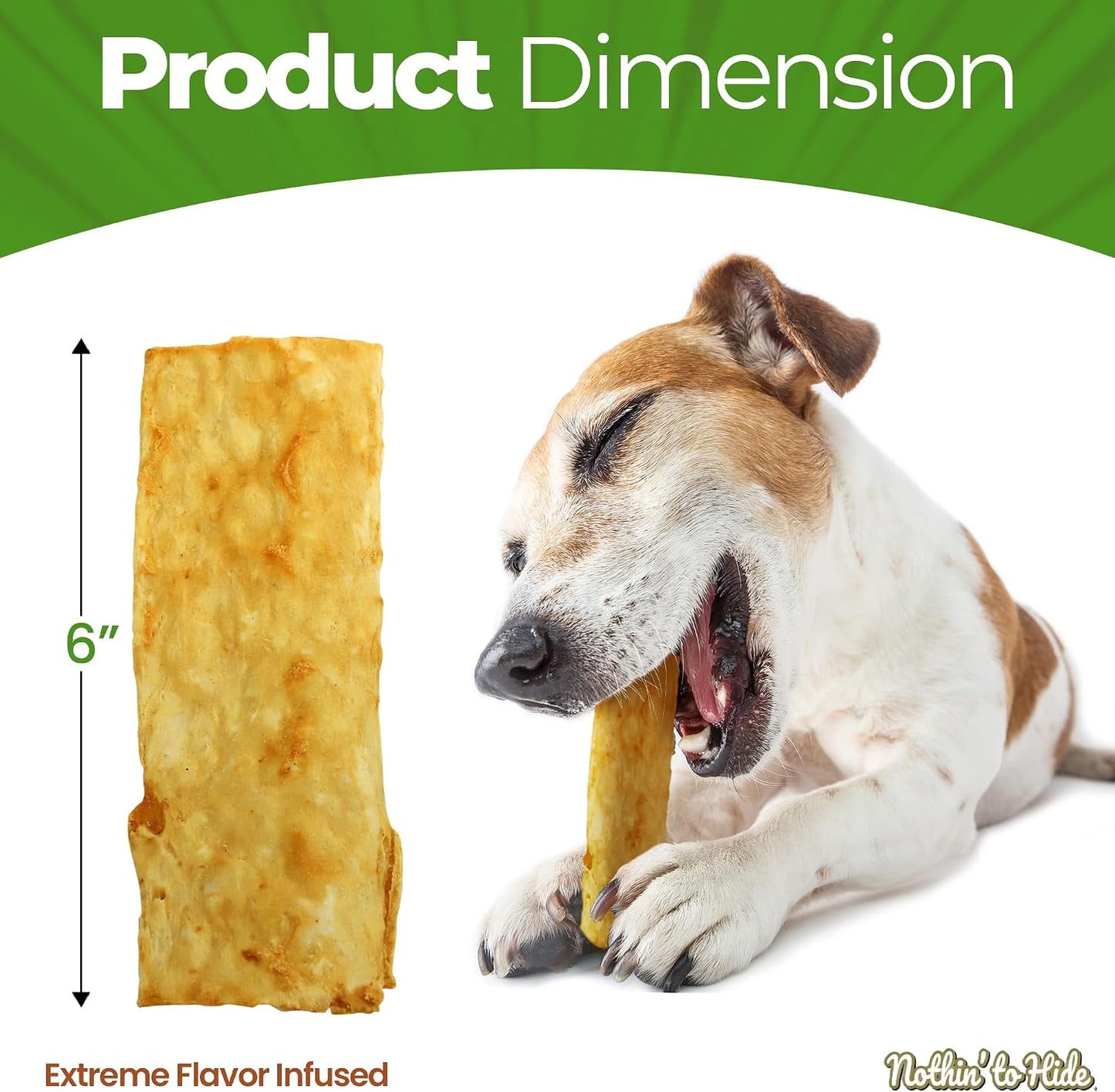 Highly digestible rawhide free dog treats 8 count pack display