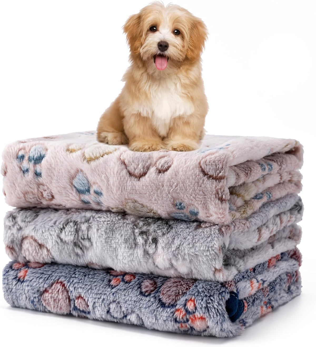 1 Pack 3 Blankets Fluffy Premium Fleece Soft Pet Blanket Flannel Throw for Cat Dog Puppy (Small 23x16'', Paw-White/Pink/Brown) - Image 10