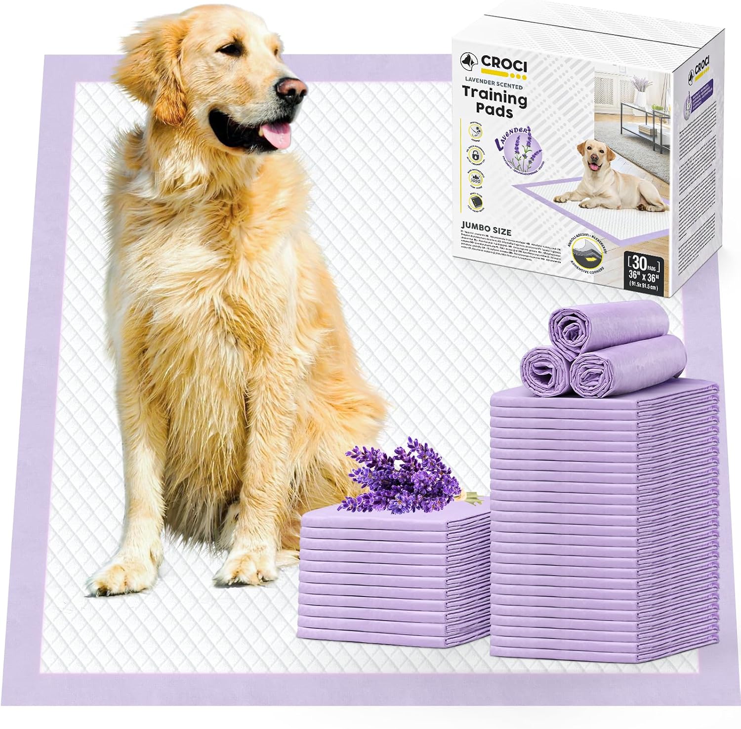 Croci extra large dog pads package front view showing lavender scent feature
