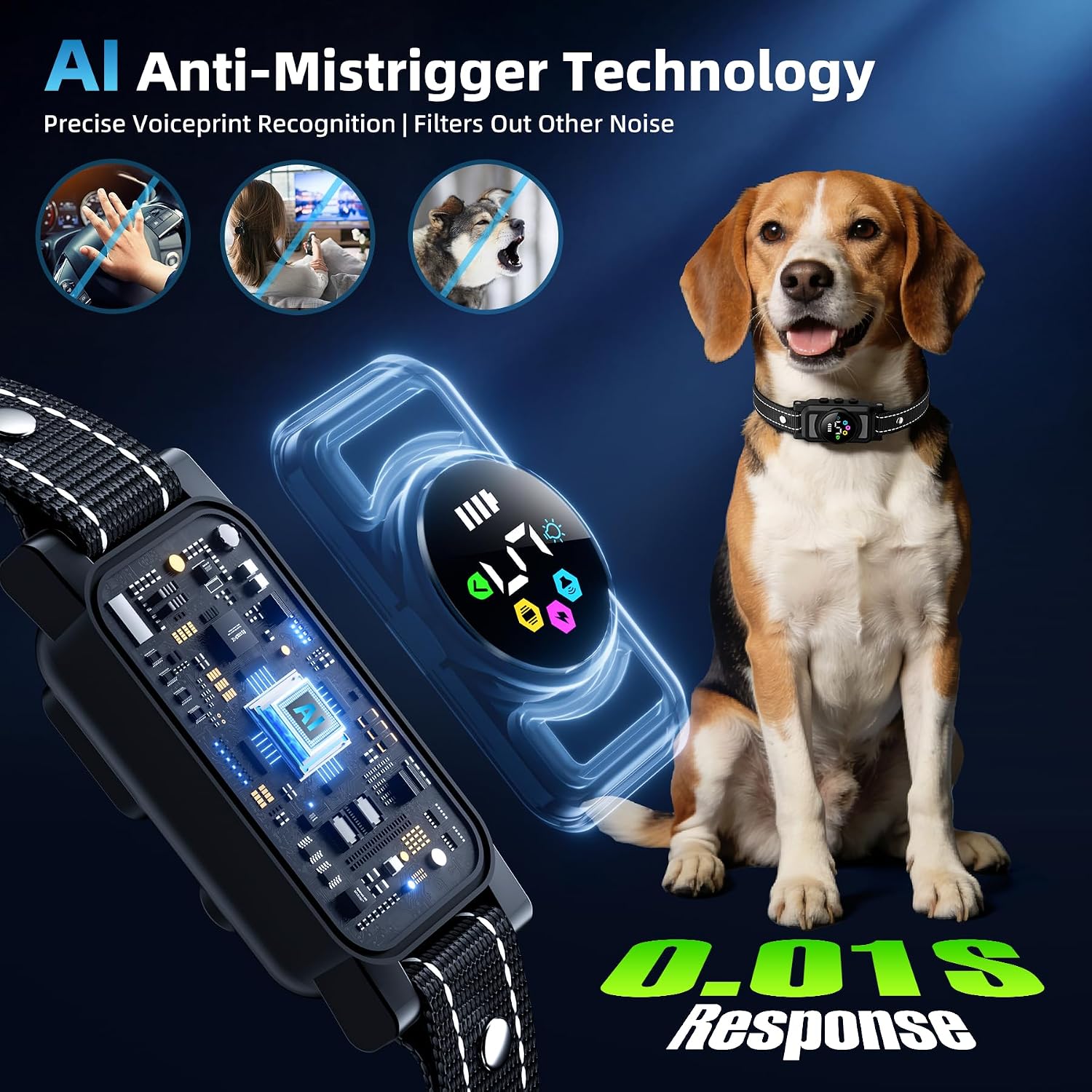 Jicawz waterproof anti-bark collar for large and small dogs