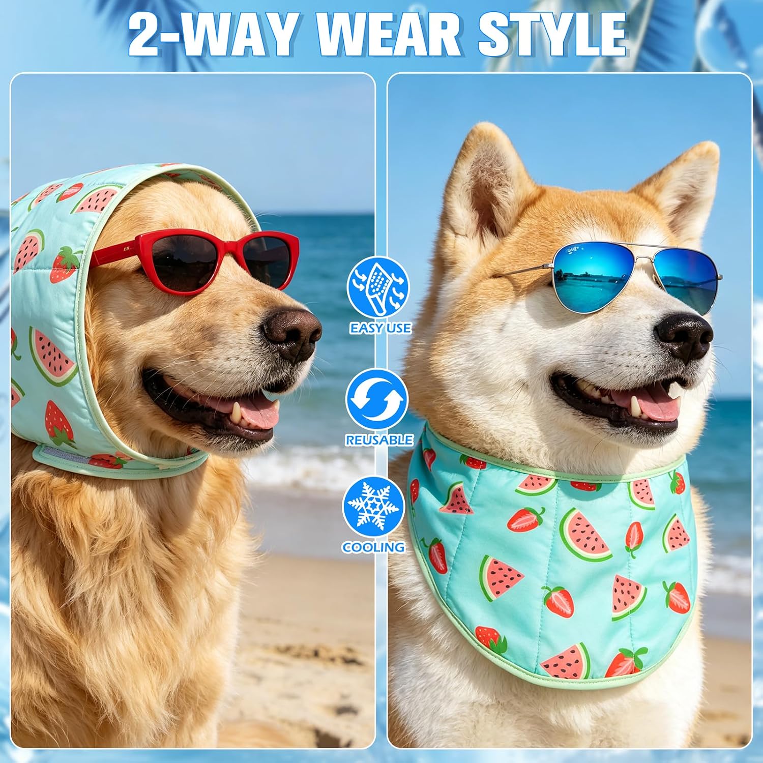 Two pack set of Expawlorer cooling bandanas for summer