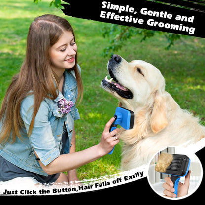 Close-up of pet grooming brush handle ergonomics