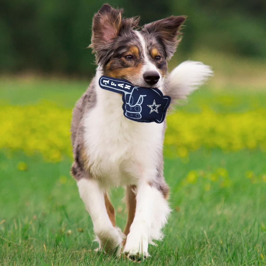 Pets First football fan squeaky toy showing team colors