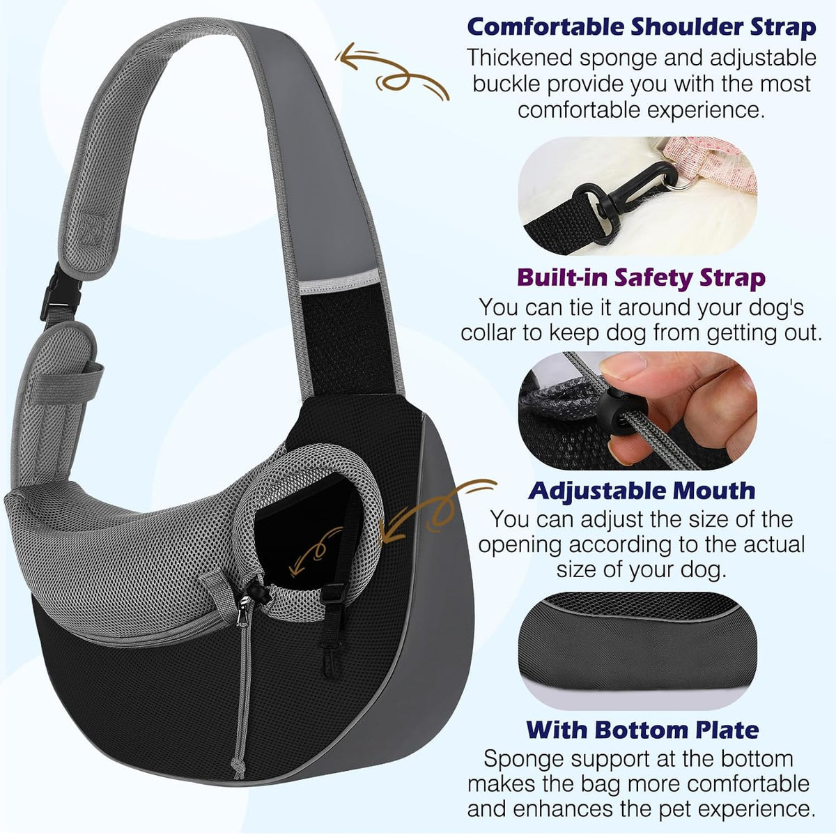 Pawaboo dog carrier showing the built-in safety collar hook