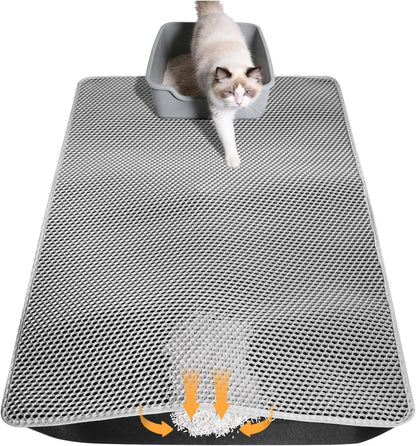 Durable gray honeycomb pattern cat litter trapping mat for indoor homes