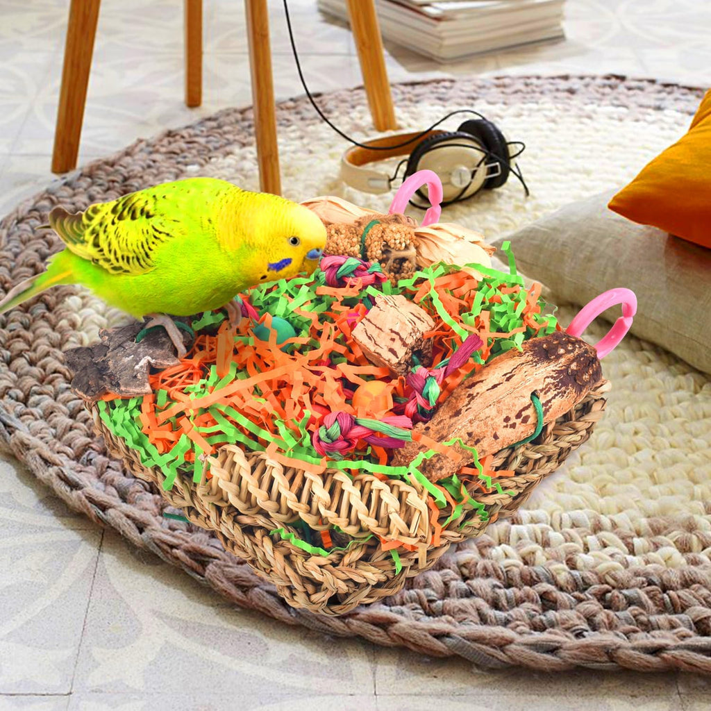 KATUMO Bird Toys, Grass Mat Shredding Hanging Toy for Budgie Parakeet - Image 4