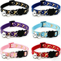 Dhgate Moon Star Print Breakaway Cat Collars 6-pack assortment front view displaying six vibrant safety collars with gold bells.