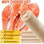 Top view of freeze-dried salmon and carrot sticks