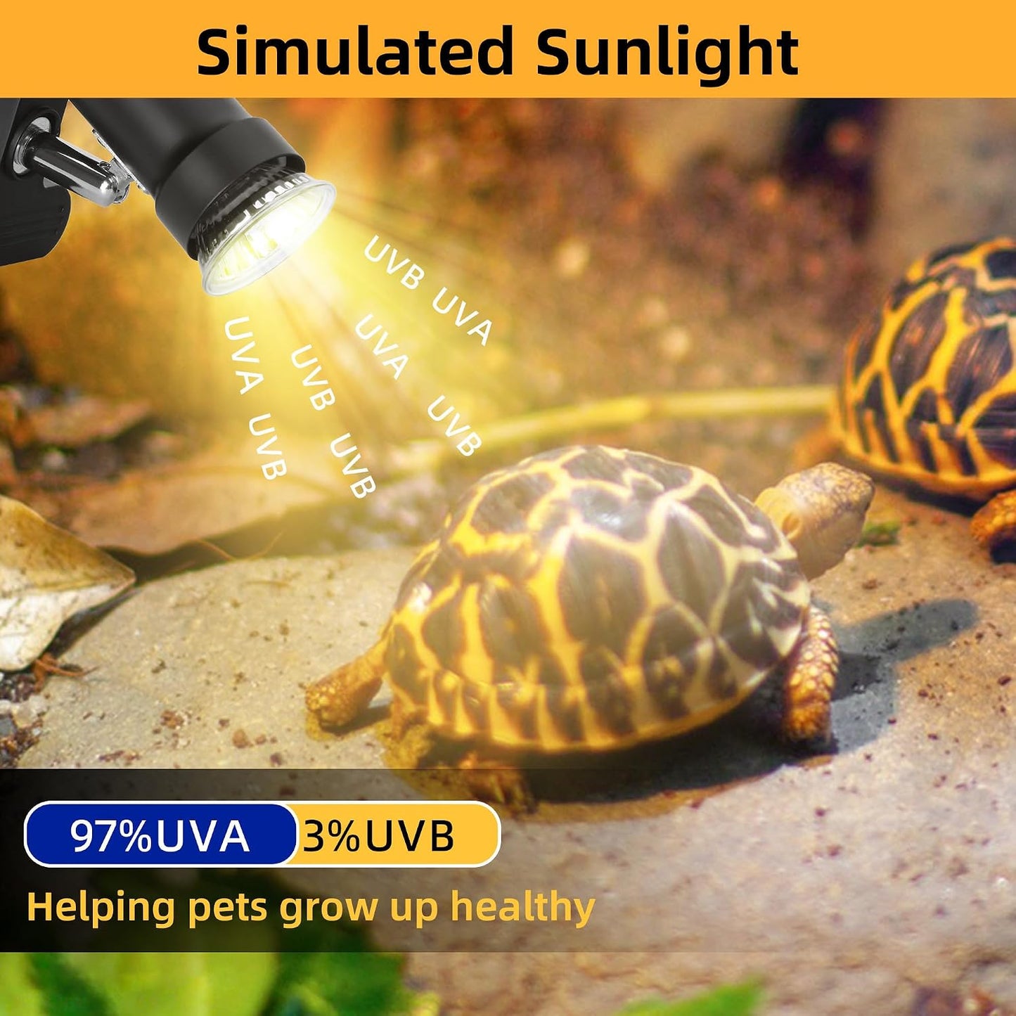 Rizopets basking spot light showcasing the 360 degrees rotatable clamp design.