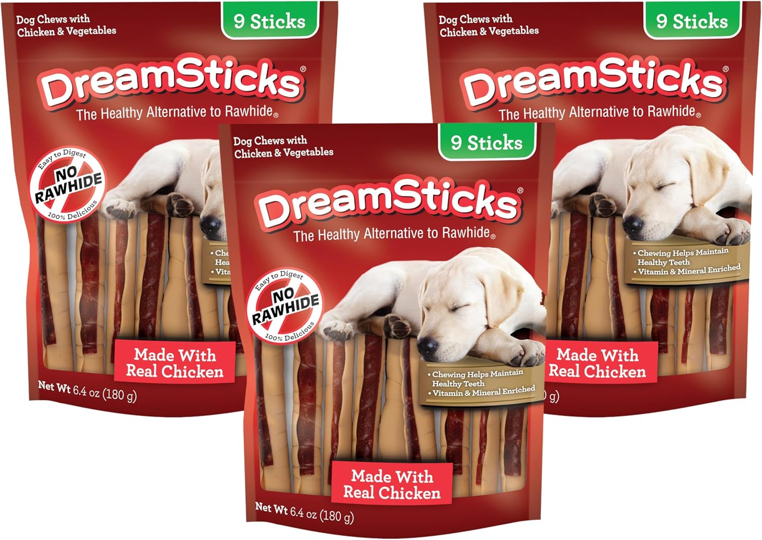DreamBone Chicken Wrapped Mini Stick Dog Treats, Daily Rawhide-Free Chew, Digests Safely and Completely, With Real Protein, Chicken and Veggies, 15 count - Image 13