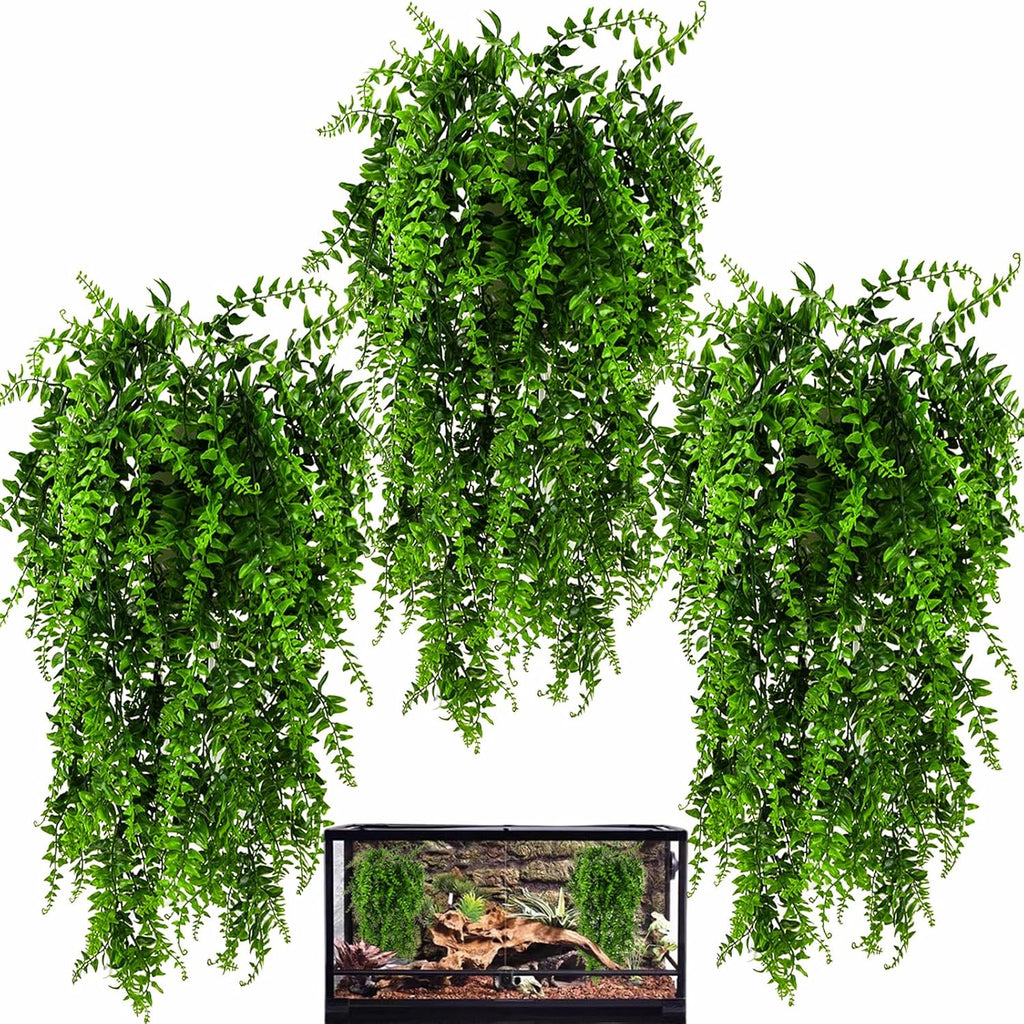 HERCOCCI 2 Pack Reptile Plants, Terrarium Hanging Plants Vines Artificial Leaves Habitat Decorations with Suction Cup for Bearded Dragon Hermit Crab Lizard Snake Geckos Chameleon - Image 9