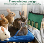 2 Pcs Rabbit Hay Feeder,Guinea Pig Hay Feeder,13x10.8 Inch Guinea Pig Bag,Small Animal Feeding Bag for Rabbits, Hamsters, Hedgehogs(3 Holes,Green) - Image 3