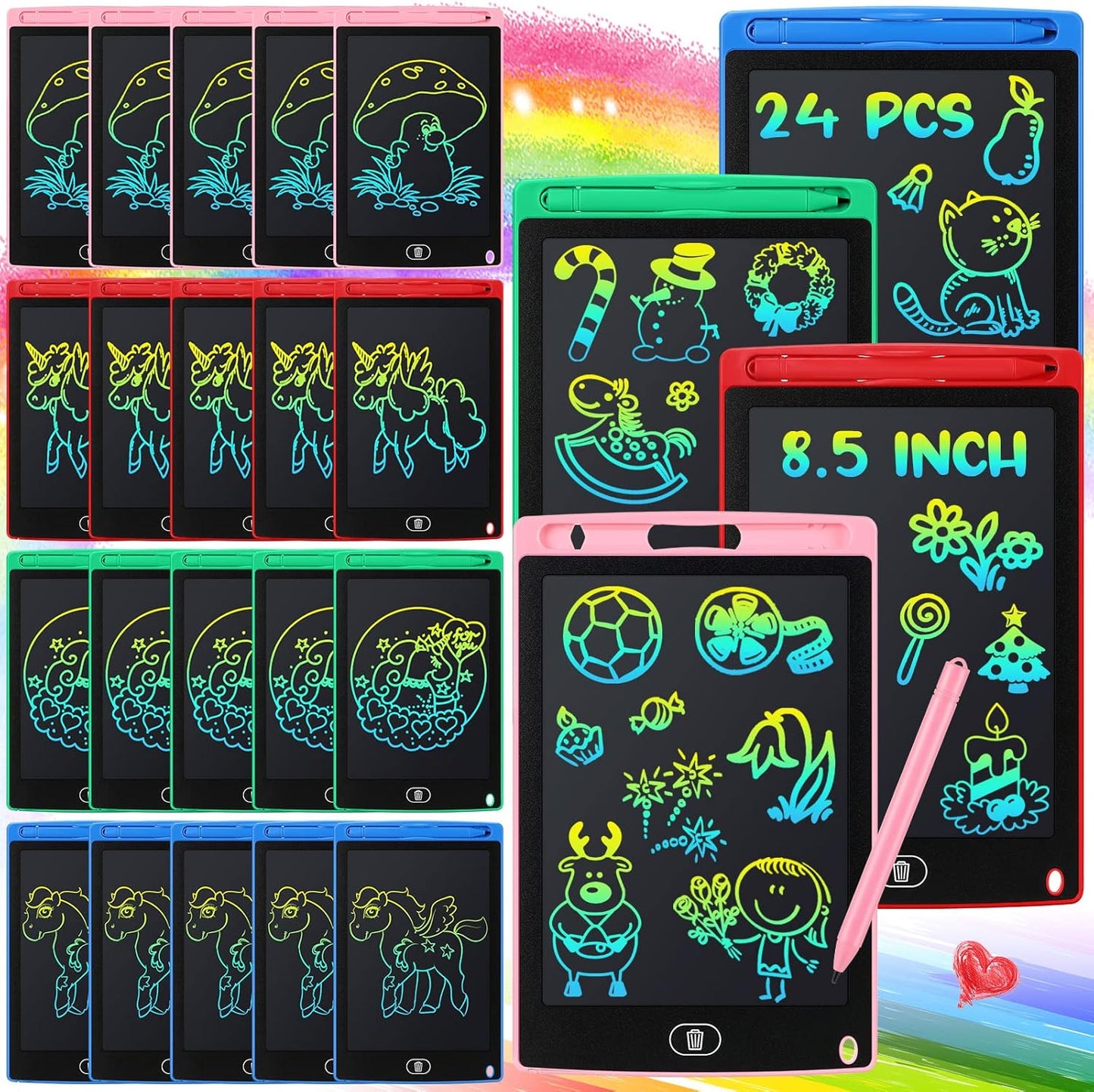 Zhehao 24 piece LCD writing tablet doodle board set front view