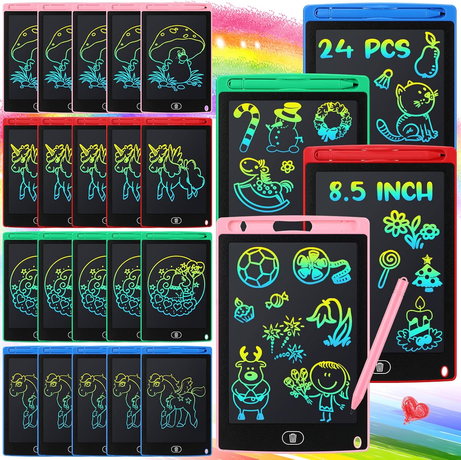 Zhehao 24 piece LCD writing tablet doodle board set front view