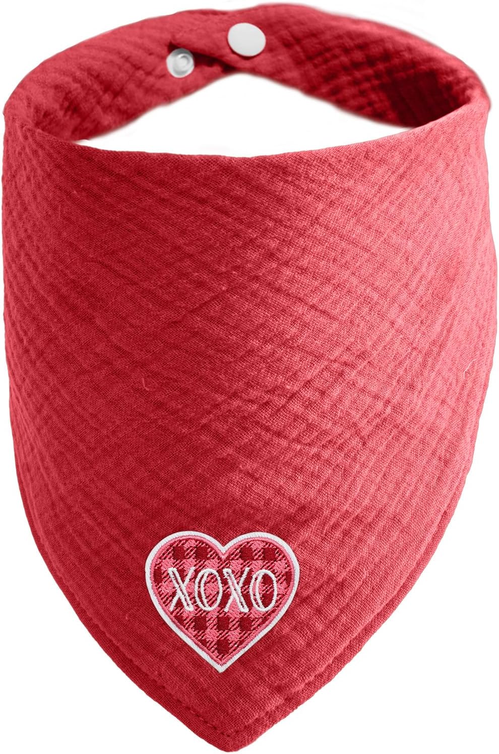 Back view of the cotton pet scarf showing the neat button closure alignment.