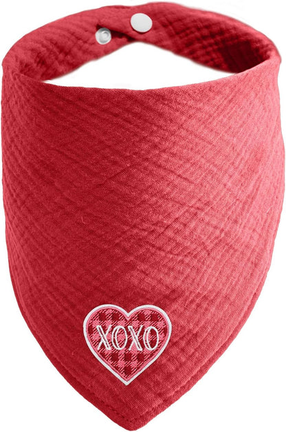 Back view of the cotton pet scarf showing the neat button closure alignment.