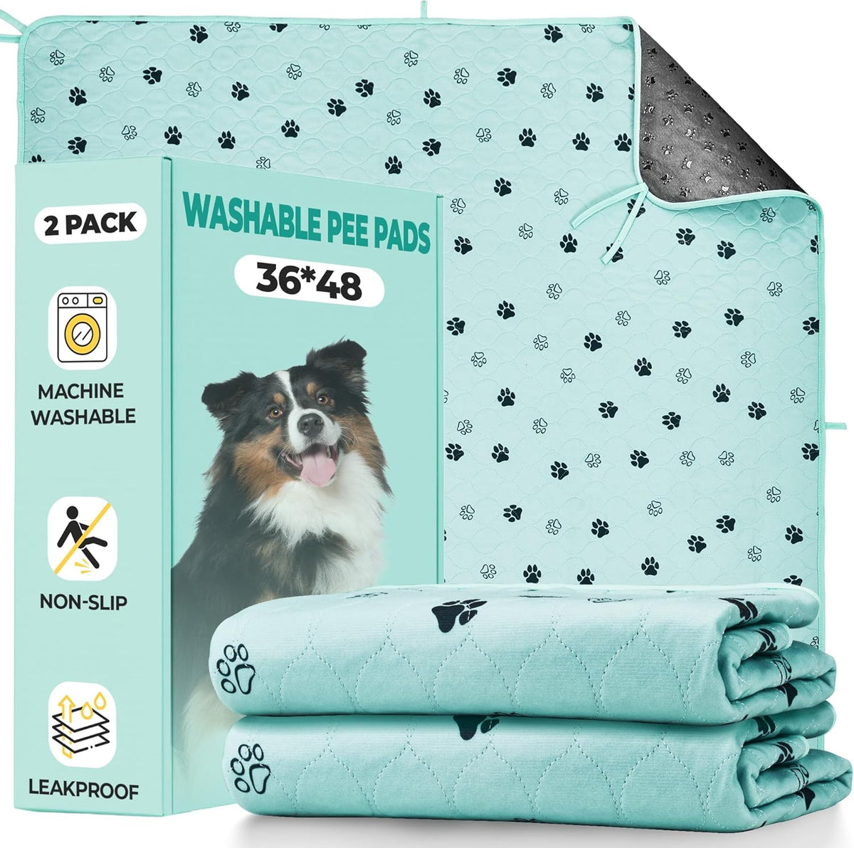 Fostanfly Washable Pee Pads for Dogs, 2 Pack Large 36"x41" Ultra-Absorbent and Leak-Proof Non-Slip Reusable Potty Training Pads for Dogs, Cats, Puppy, Potty Training of Add 8 Lanyards - Image 11