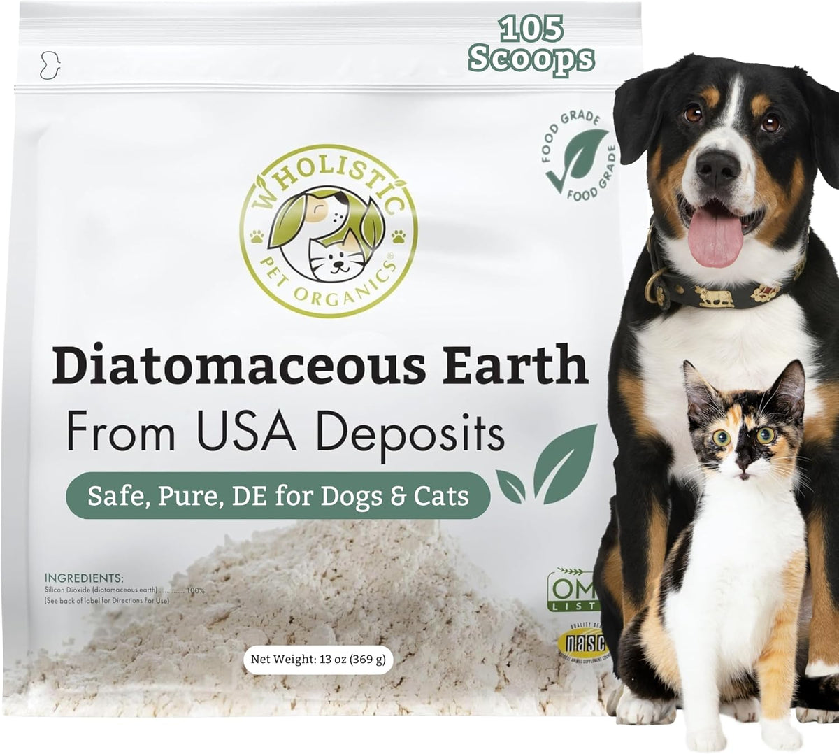 Wholistic Pet Organics Diatomaceous Earth - Food Grade for Dogs & Cats - 4 Oz - Multi Use Powder - Pet Safe Non-Chemical Freshwater Sourced Silica Supports Overall Health - Made in USA - 32 Scoops - Image 10