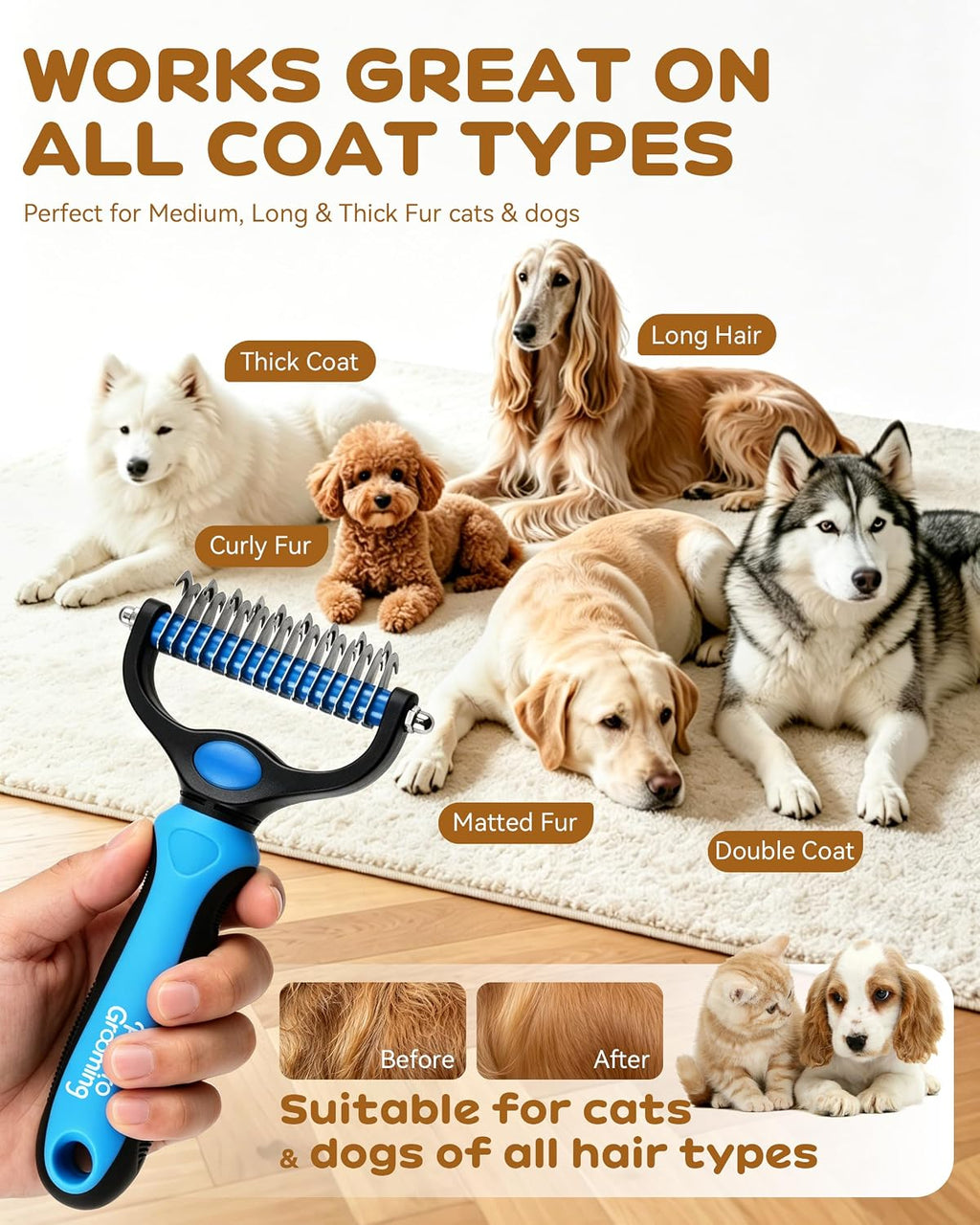 Stainless steel teeth detail of Pet Pro dog and cat grooming tool