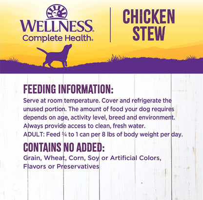 Healthy wet dog food recipe with real chicken protein and savory gravy background