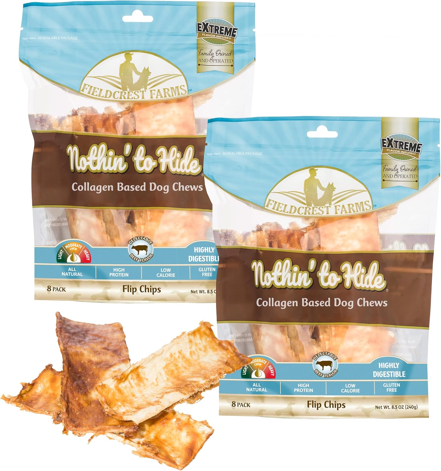 Fieldcrest Farms Nothin to Hide Flip Chips Dog Chews - Natural Rawhide Alternative Treats for Dogs, Collagen Based Snack for Moderate Chewers Up to 35lbs, Chicken Flavor - Image 15