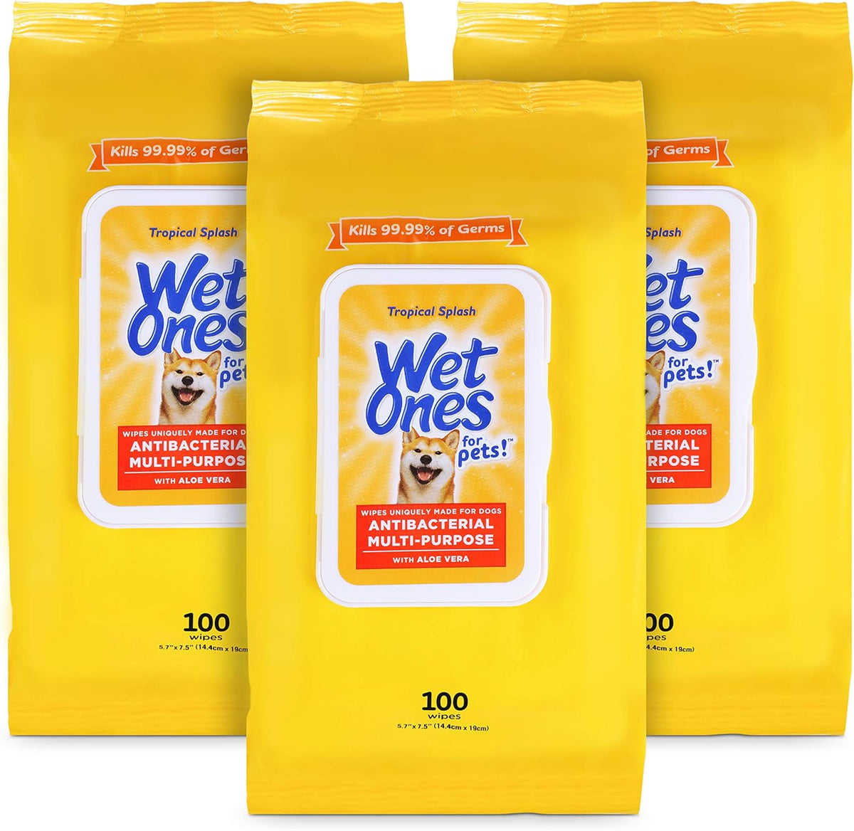 Wet Ones for Pets Antibacterial Dog Wipes, Multi-Purpose Grooming Wipes with Aloe Vera for Paws, Face & Body, Easy Cleanups Between Baths, Tropical Splash Scent, 5.7 in x 7.5 in, 50 Count - Image 14