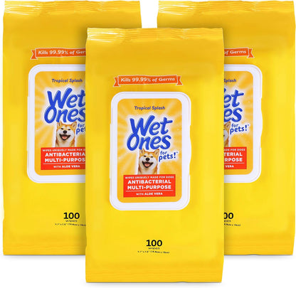Wet Ones for Pets Antibacterial Dog Wipes, Multi-Purpose Grooming Wipes with Aloe Vera for Paws, Face & Body, Easy Cleanups Between Baths, Tropical Splash Scent, 5.7 in x 7.5 in, 50 Count - Image 14