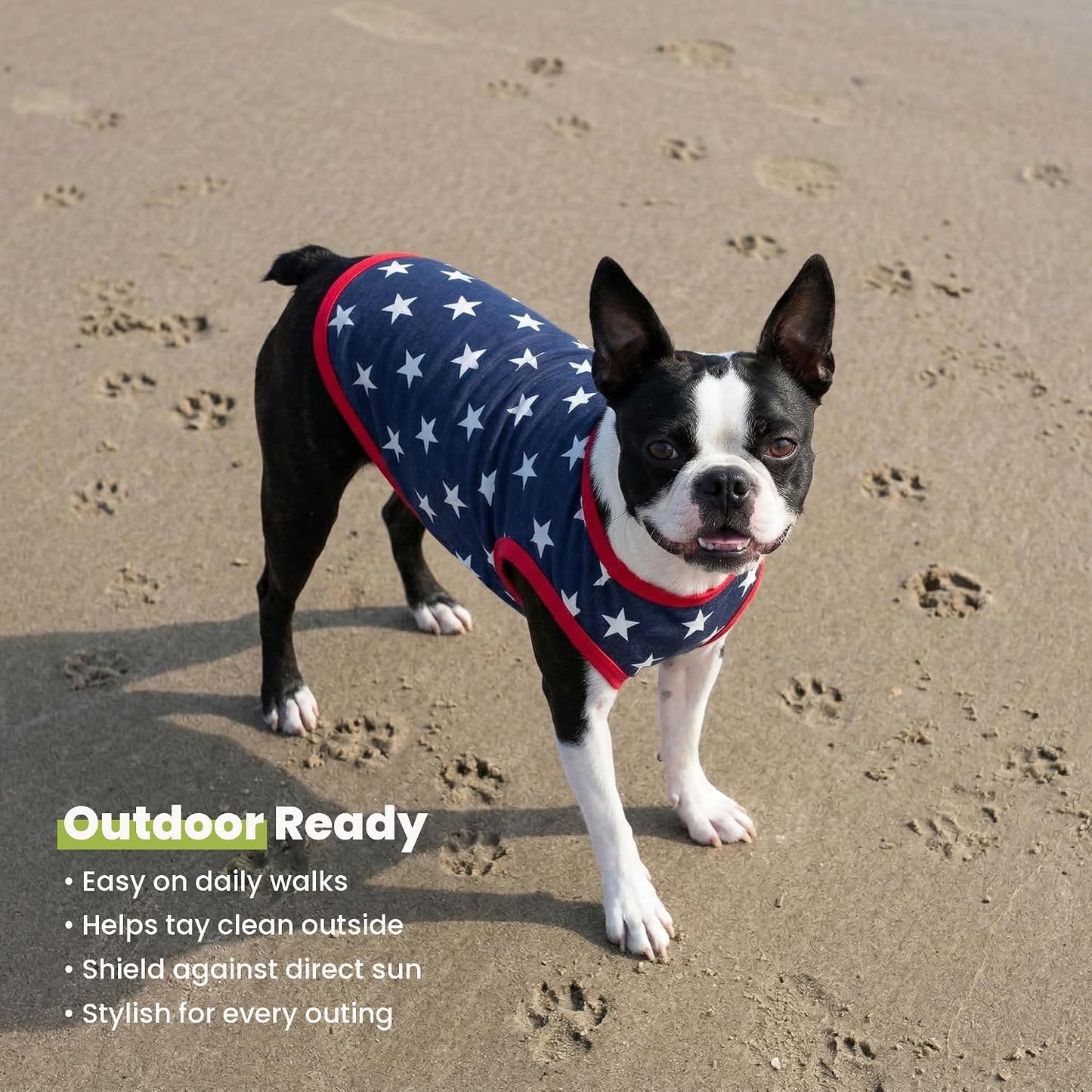 High quality graphic print on Fitwarm patriotic pet vest