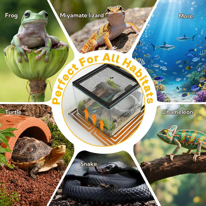 Premium USA imported NWUNJ under tank heater mat layout for hermit crabs and small reptiles.