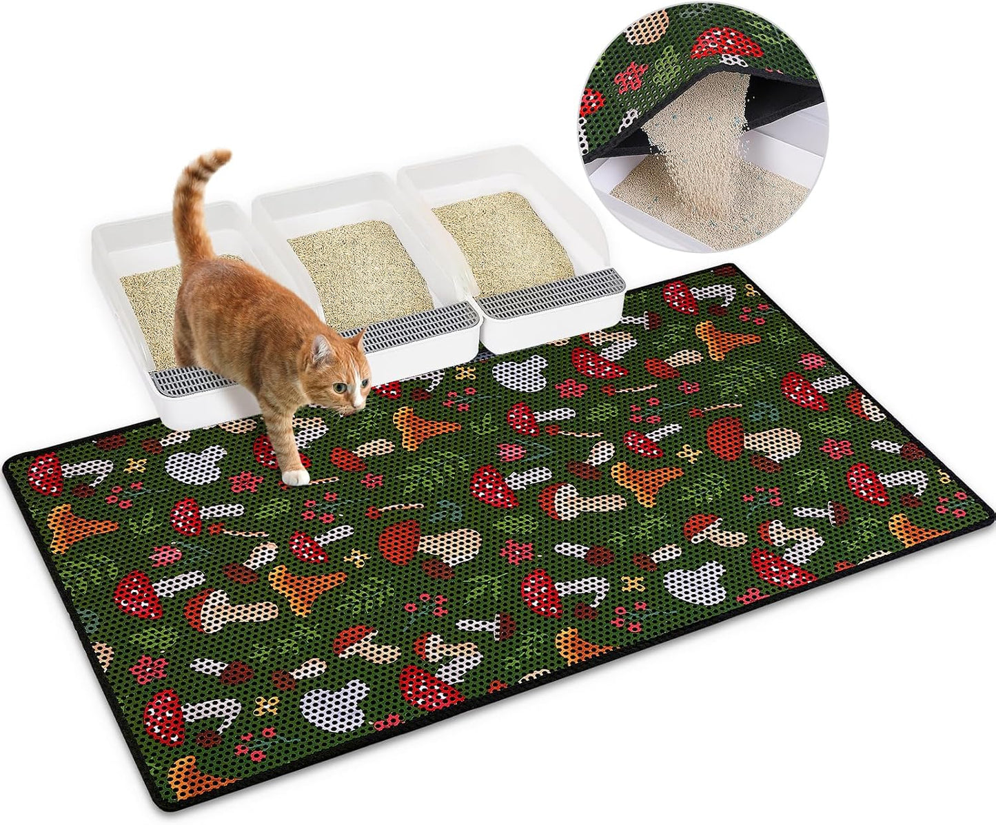 Bienbee Cat Litter Mat, 46"x27" Jumbo Litter Mat Double Layer Litter Trapping Mat,Reduces Tracking and Keeps Floors Clean, Black Cat XL - Image 11