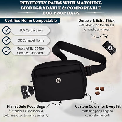 Water-resistant exterior test on the Puppington Onyx Black premium crossbody dog bag