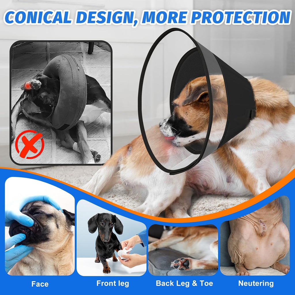 Joypig elizabethan recovery collar side view soft padding clear plastic