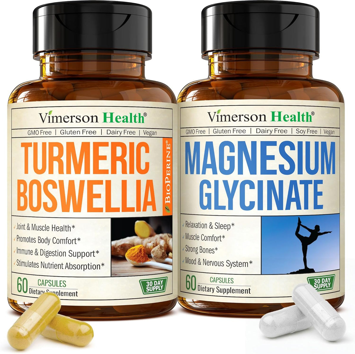 vimerson boswellia turmeric magnesium glycinate supplement bundle