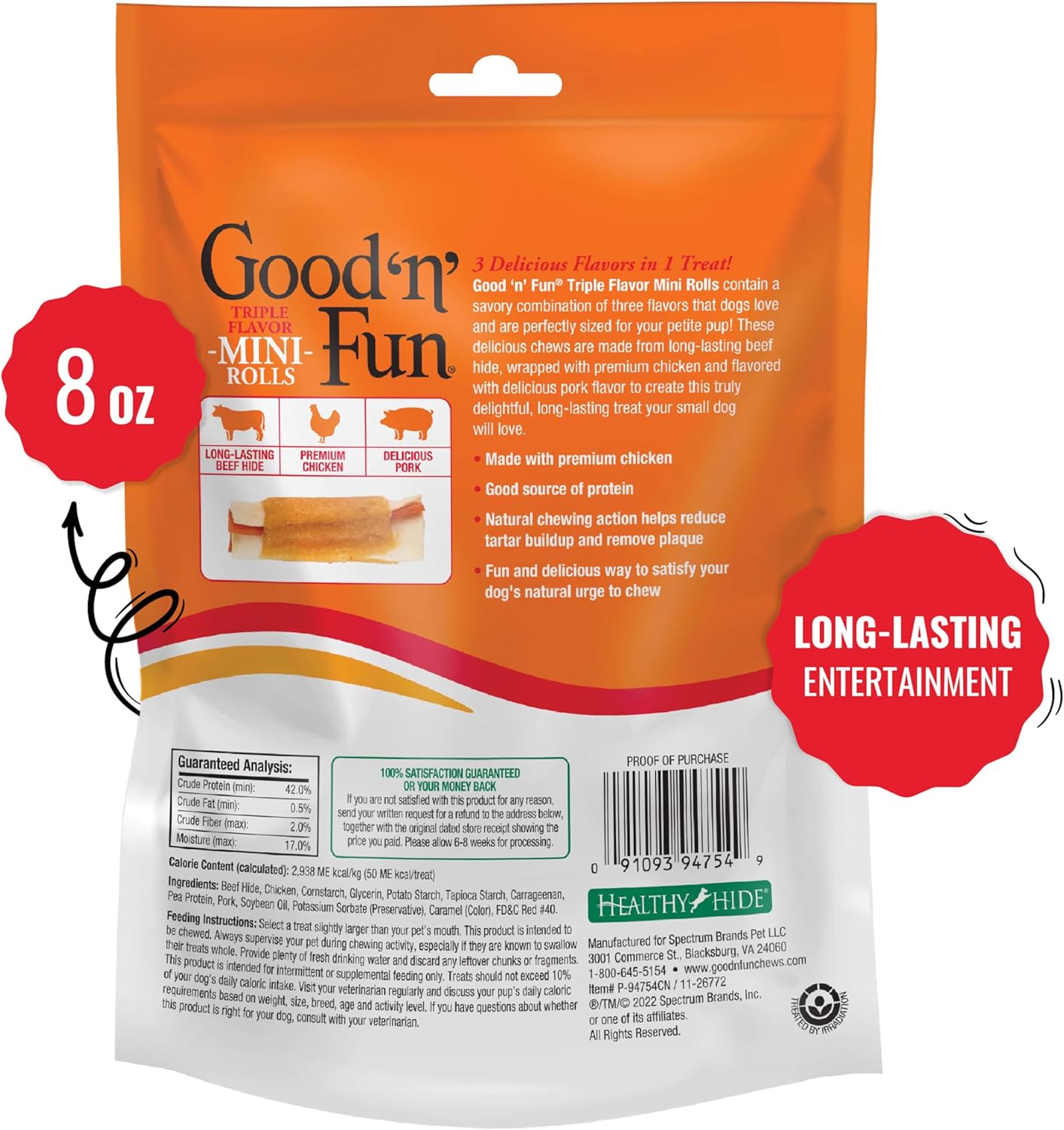 USA imported long lasting dog chews with real chicken and beef hide