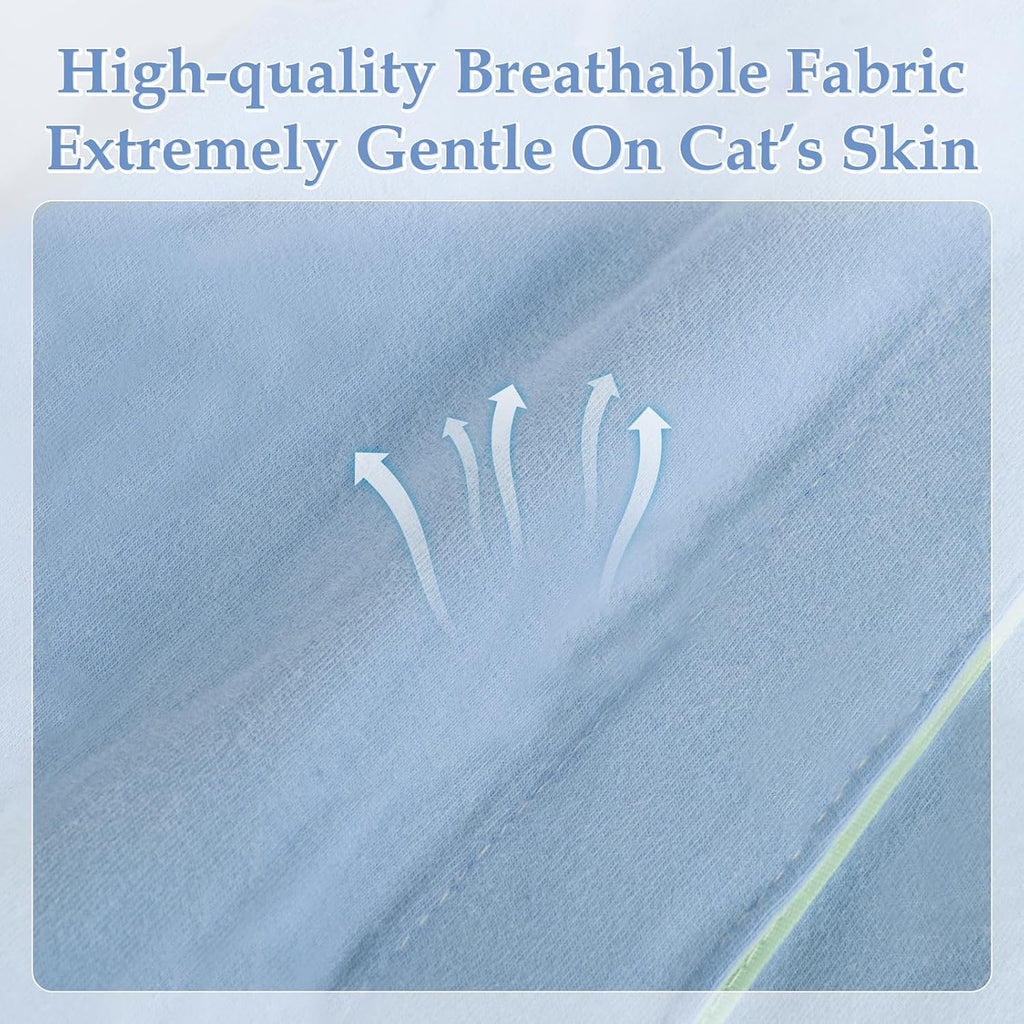 ANWA cat spay recovery suit illustrating open back design for litter box access