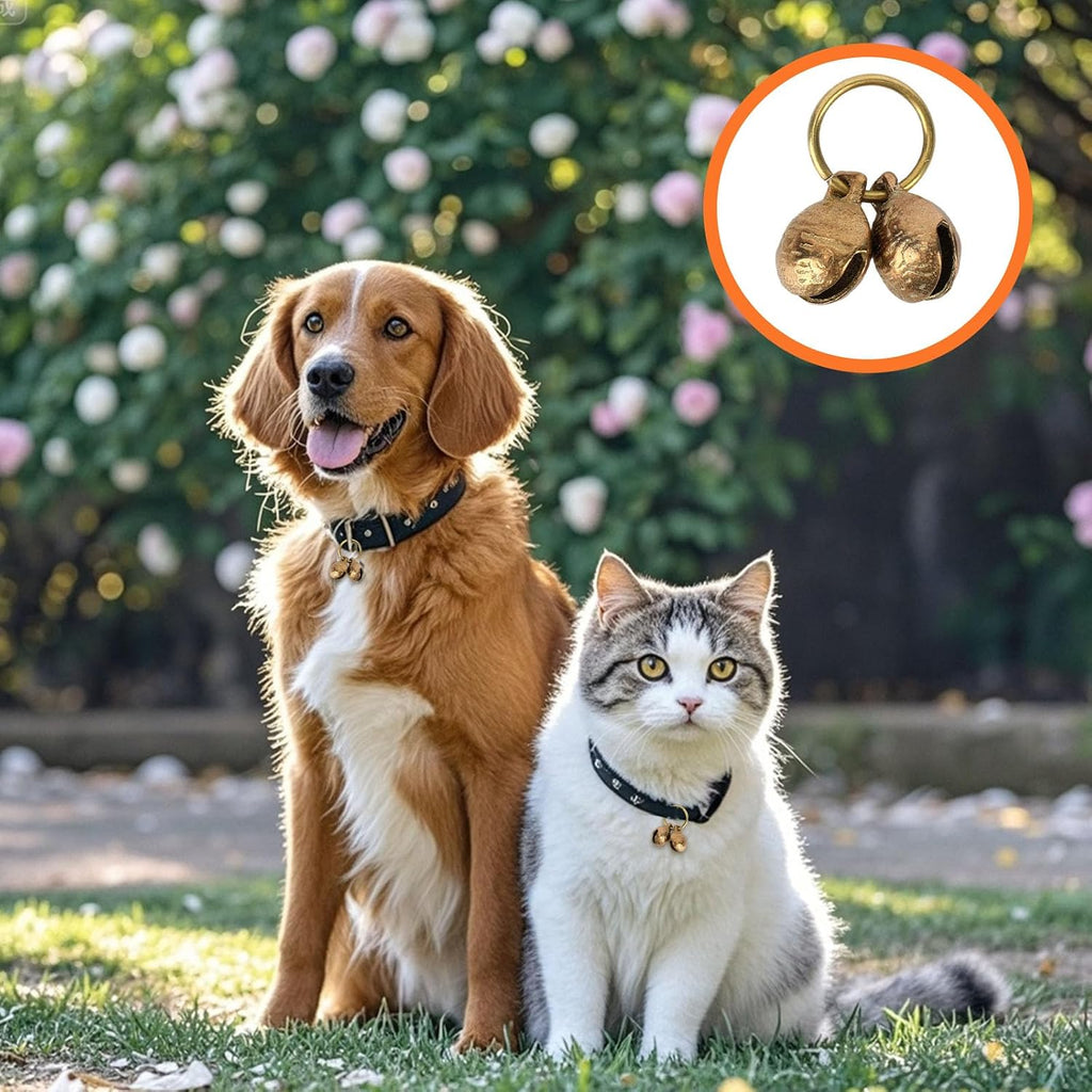 Side view of the Penitue copper dog bells highlighting the compact and durable premium brass structure.