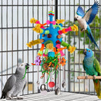 Central textured ball and colorful chew parts on toy