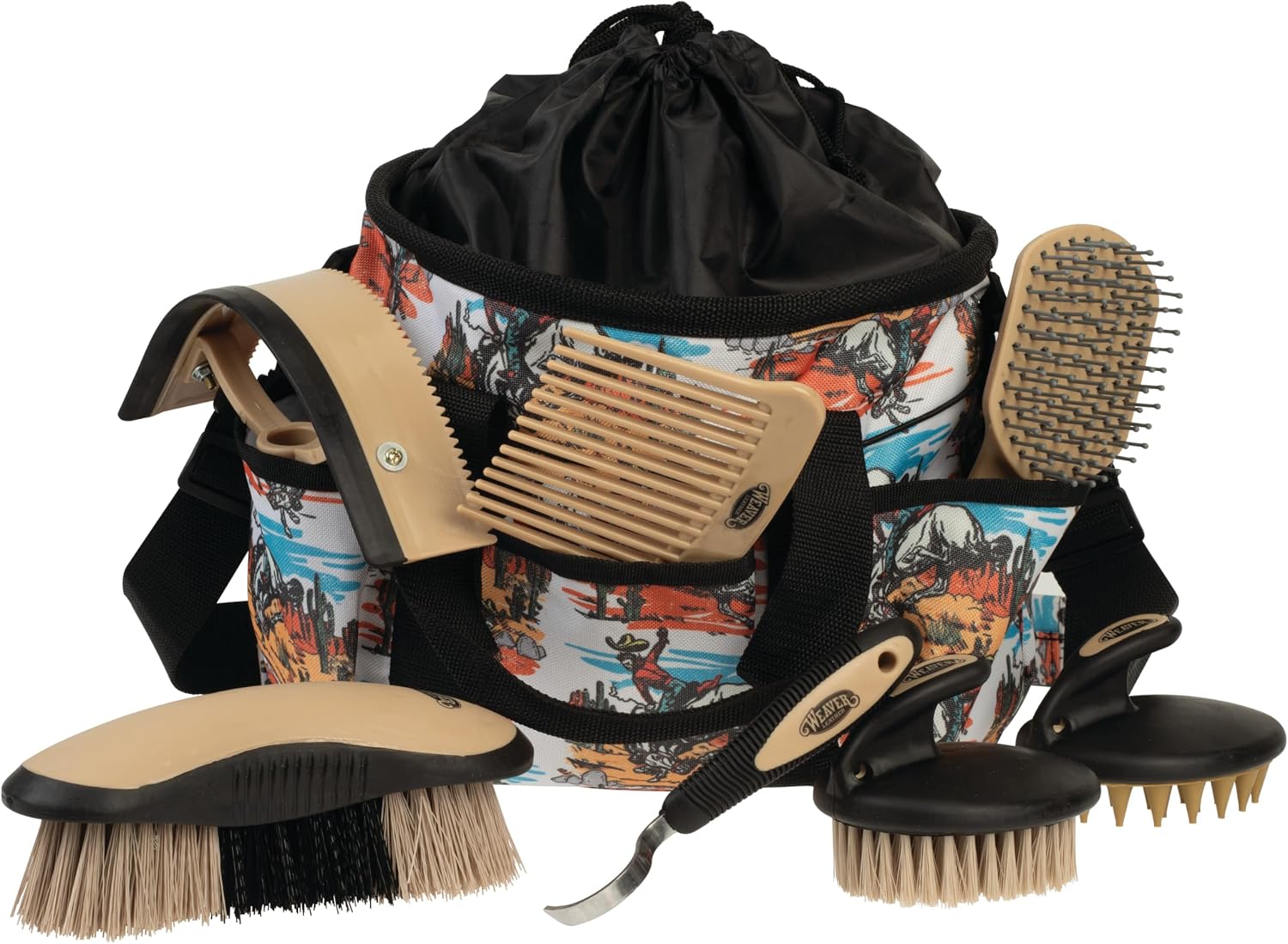 Weaver Equine Horse Grooming Kit, 7-Piece Horse Brush Set with Organizer Tote Bag, Hoof Pick, Comb, Sweat Scraper, Equine Tools for Daily Grooming, Black/Beige - Image 10