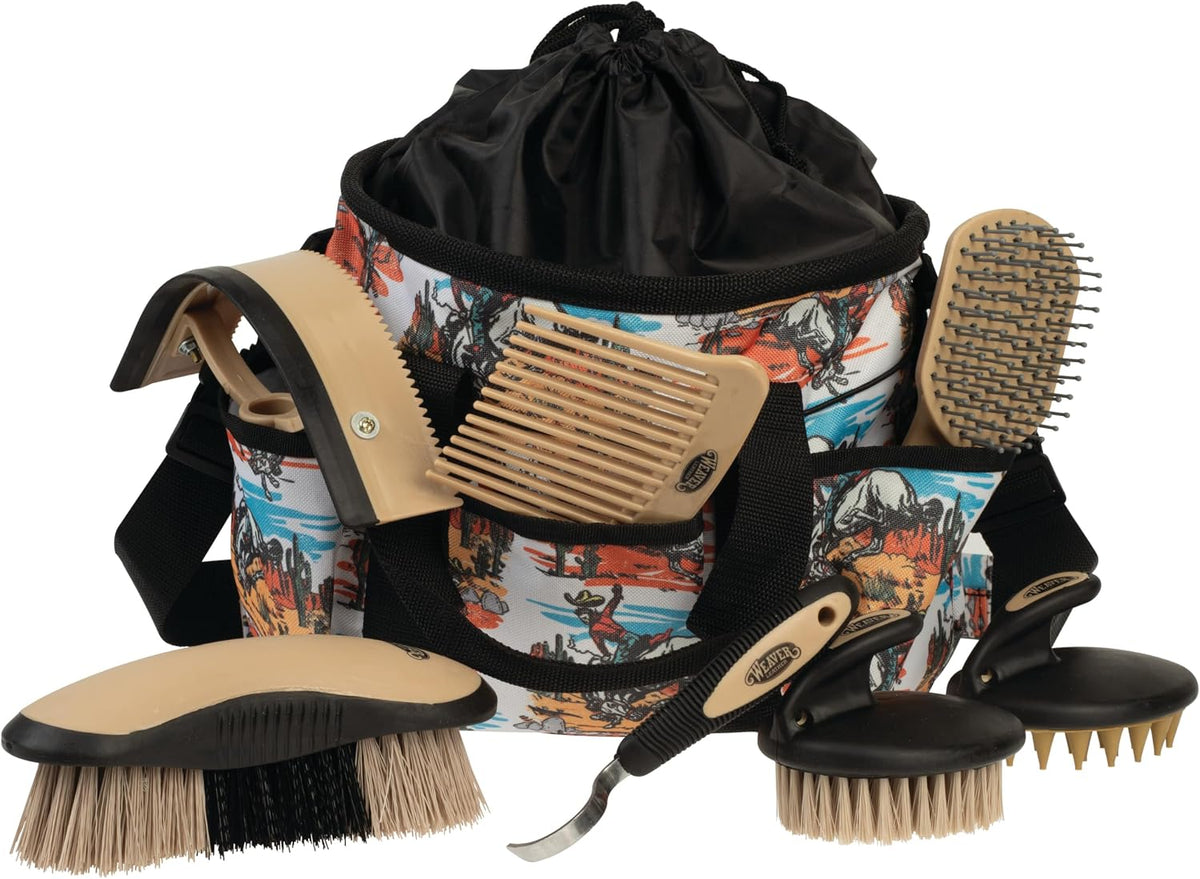 Weaver Equine Horse Grooming Kit, 7-Piece Horse Brush Set with Organizer Tote Bag, Hoof Pick, Comb, Sweat Scraper, Equine Tools for Daily Grooming, Black/Beige - Image 10