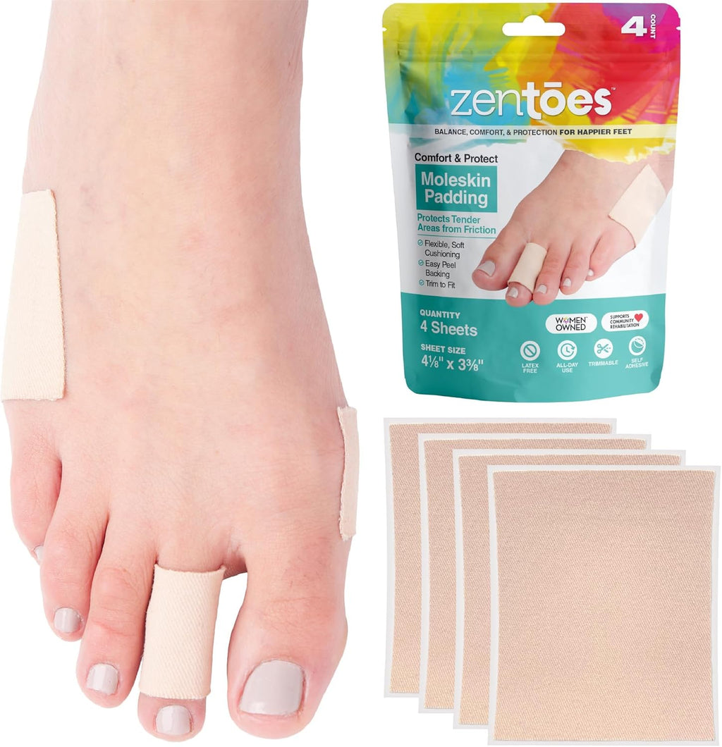 ZenToes Moleskin Sheets front view for foot blister protection.