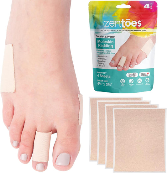 ZenToes Moleskin Sheets front view for foot blister protection.