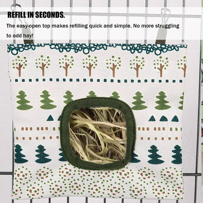 Rabbit Hay Feeder, Guinea Pig Hay Holder & Bunny Hay Feeder - Durable Hanging Hay Bag for Rabbits Chinchillas Guinea Pigs Bunnies - Chew-Resistant Hay Holder for Small Animals (Grass Green) - Image 7
