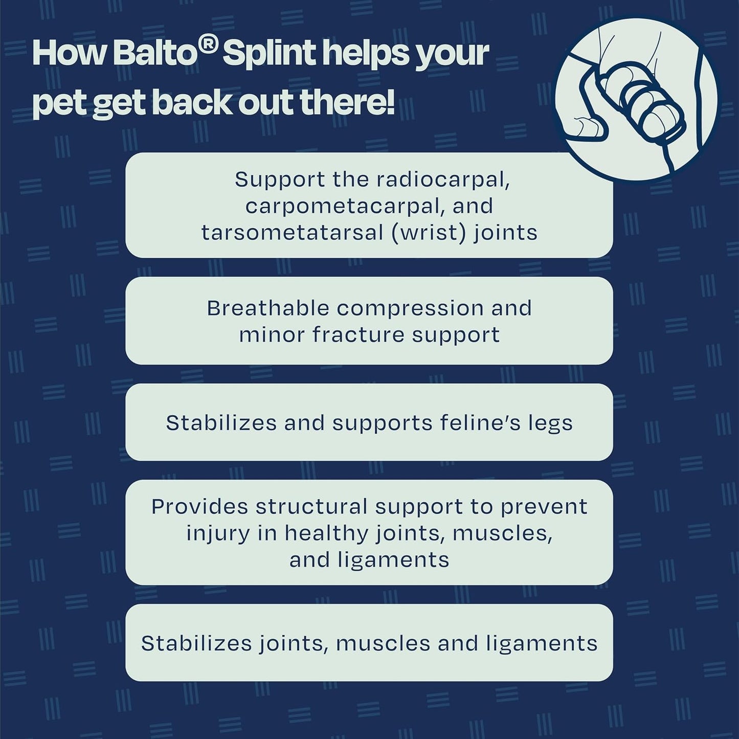 Detailed view of breathable fabric on Balto feline support