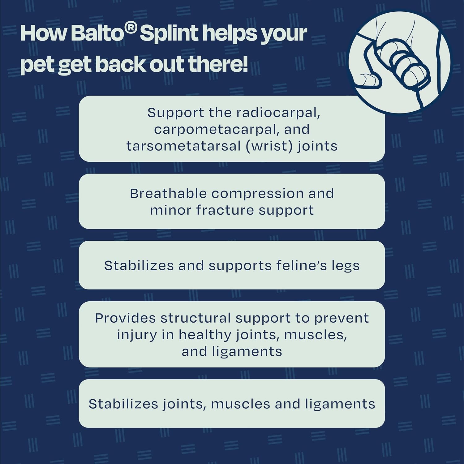 Detailed view of breathable fabric on Balto feline support