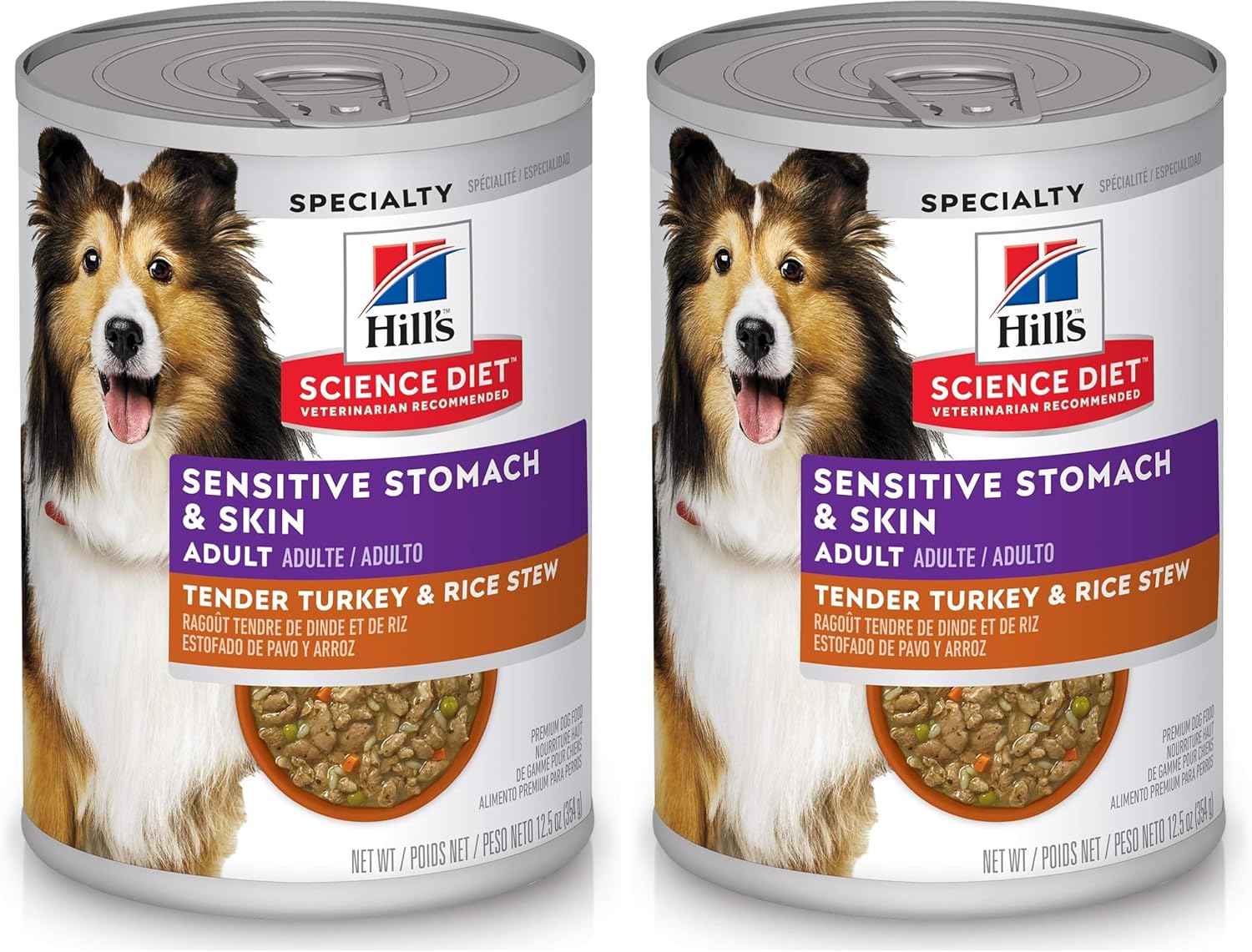Hill's Science Diet Adult Sensitive Stomach & Skin Wet Dog Food, Turkey & Rice, 12.5 oz. Cans, 12-Pack - Image 14