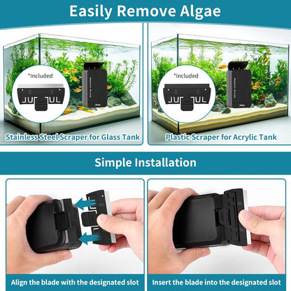 Automatic floating design of the hygger magnetic aquarium scrubber inside water