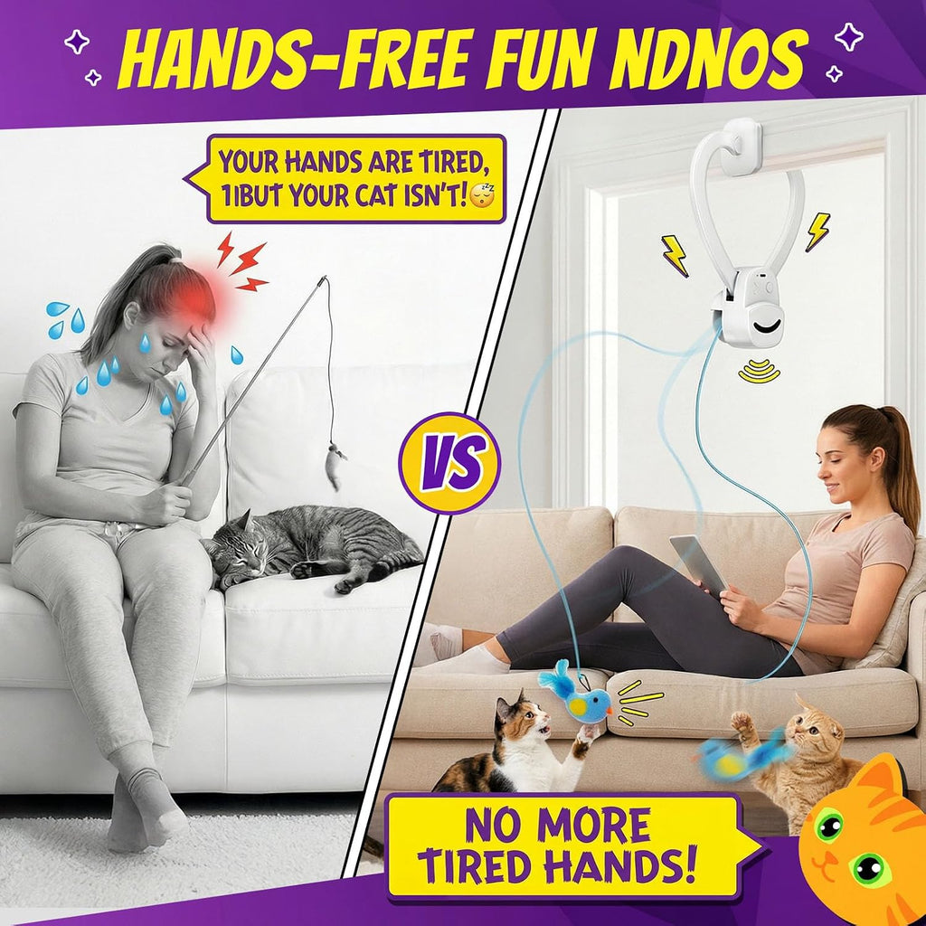 Aoioploa hanging bird chase kitten exercise toy with USB charging port view